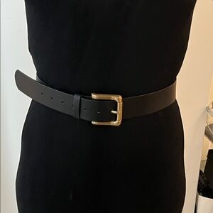 Zara Waist Black Belt with Gold Buckle